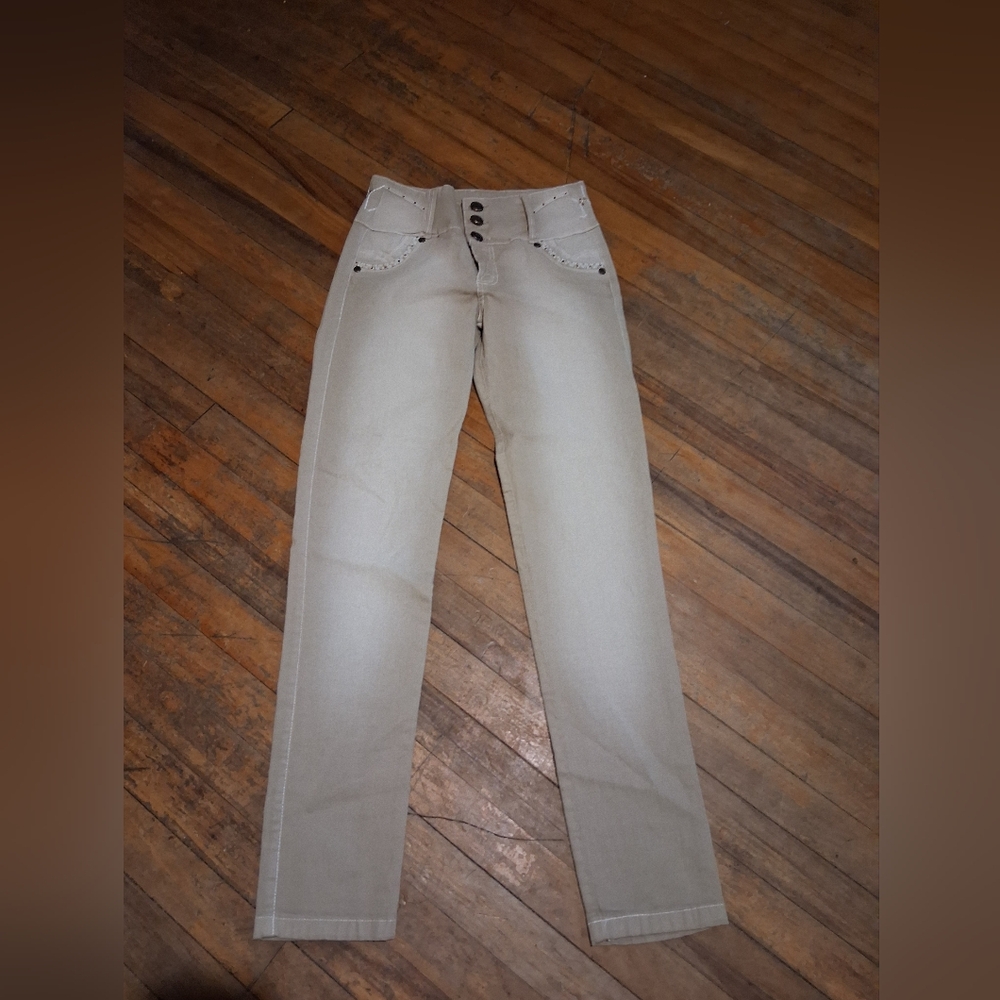 Women's Beige Slim Straight Jeans